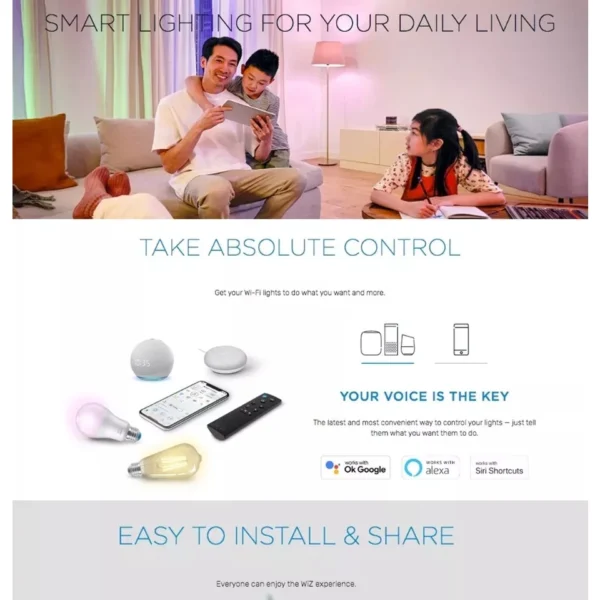 Philips WiZ E27 Smart Lighting Tunable White Bulb  Starter Kit with WiZ Smart Lighting Remote Control