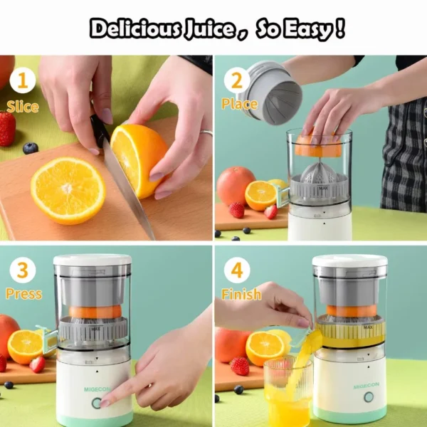 Electric Citrus Juicer   Orange and Lemon Squeezer With High Juice Yield  USB Charging