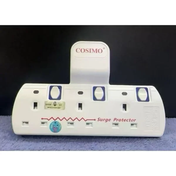 3 WAY T ADAPTOR 3 Pin Socket Extension Plug SURGE PROTECTOR