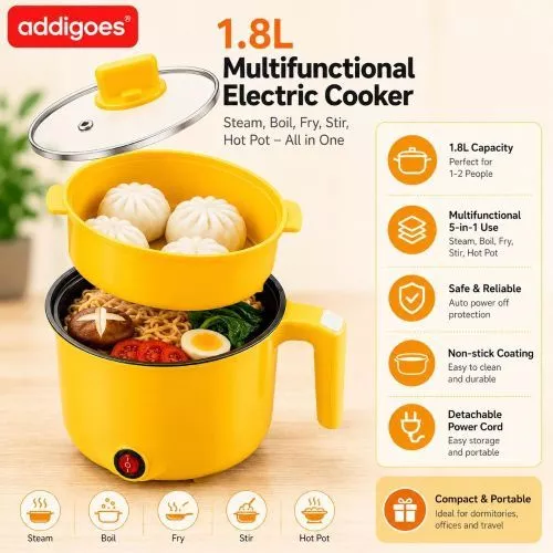 1.8L Multifunctional Electric Cooker with Steamer