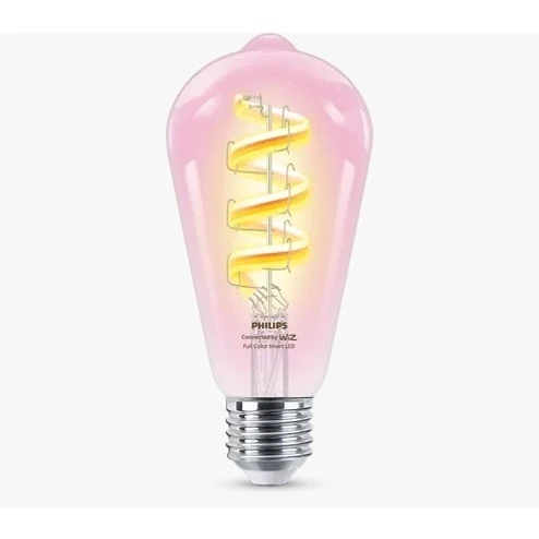 PHILIPS Wiz ST64 Filament Clear Smart Bulb 6 3 40W ST64 E27 822 65 RGB CL