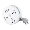 Round Power Strip 3 Socket 3 Usb Power Strip with Retractable Cord for Home Office Travel Uk Plug 2500w 10a Multi